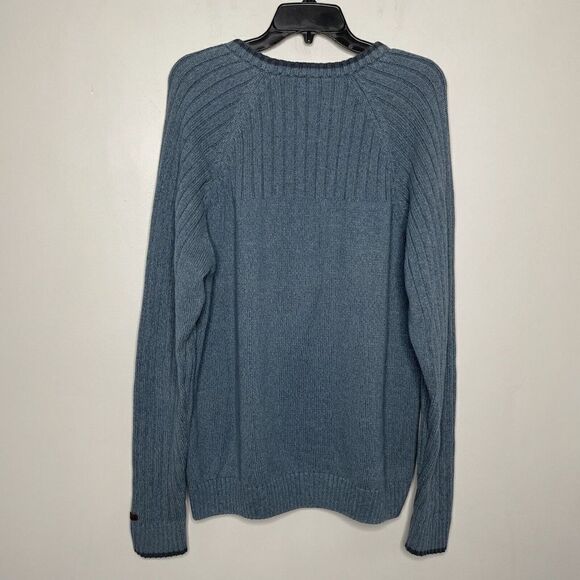 COLUMBIA Sweater Mens XL Blue Ribbed V-Neck Pullover 100% Cotton - Picture 4 of 8